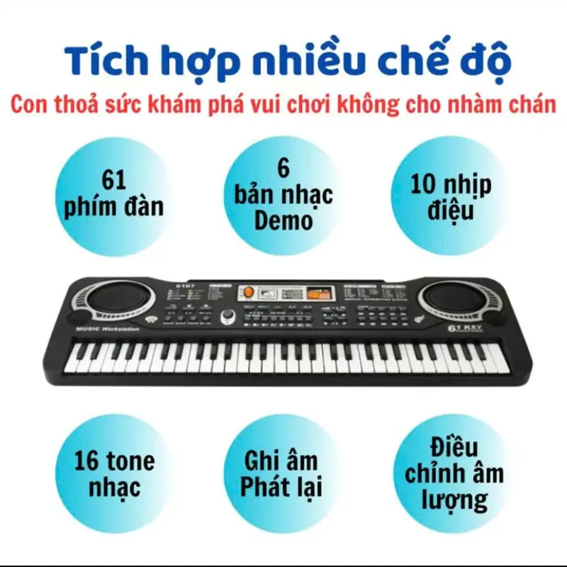 ĐÀN PIANO 61 PHÍM 2 LOA PHIÊN BẢN MỚI DÀNH CHO CÁC CON HỌC ĐÀN GIÚP TĂNG KHẢ NĂNG GHI NHỚ VÀ PHÁT TRIỂN TRÍ NÃO 6