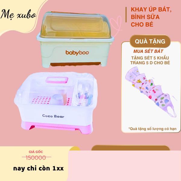 [ TẶNG KHẨU TRANG ] Bộ Khay Úp Chén Bát, Bình Sữa Cocober- Missan Cho Bé Có Nắp Đậy Úp Bình Sữa khay  úp tủ  úp