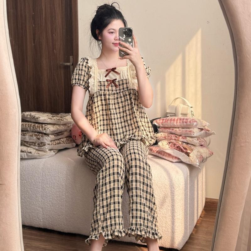 Bộ Đồ Ngủ Nữ Pijama Chất Đũi Nhung Tiểu Thư HANI Thiết Kế Babydoll Đáng Yêu Chất Mềm Mịn Mát HK06 8