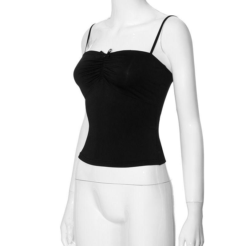 Product Introduction of Áo Yếm, Phong Cách Âu Mỹ Thiết Kế Xếp Ly Đơn Giản, Lưng Đẹp, Màu Đen, Dành Cho Nữ, Cô Gái Nóng Bỏng Có Thể Mặc Ngoài Trời Và Bên Trong, Dáng Ôm, Phong Cách Hoang Dã, Thời Trang 17