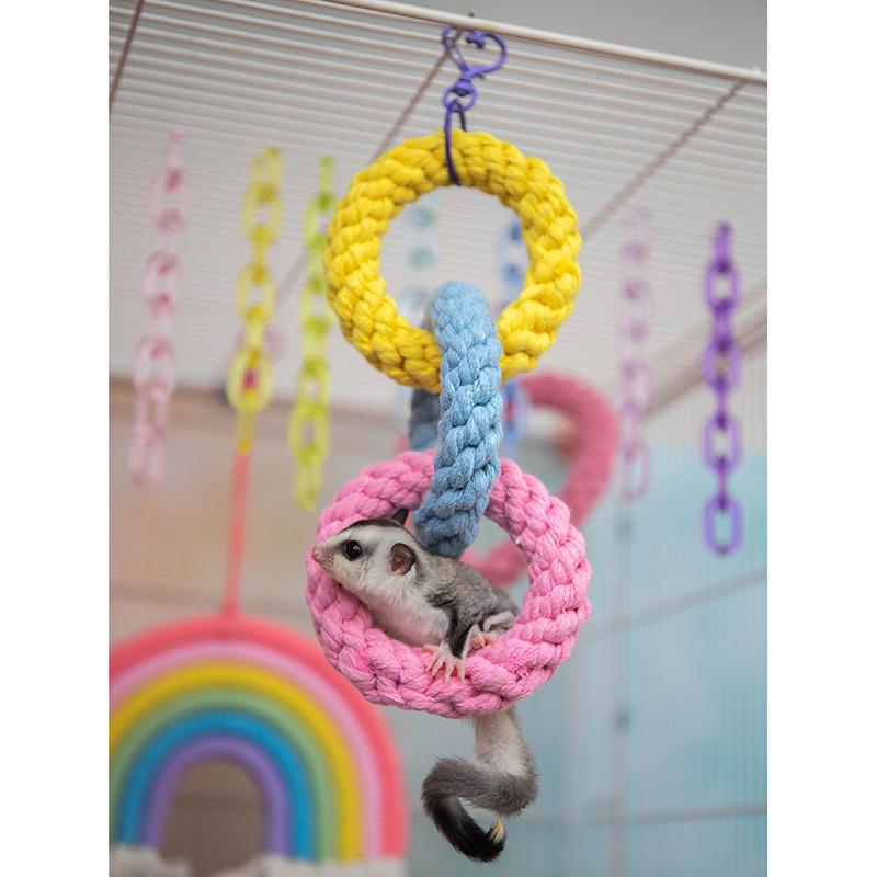 Product Introduction of Hamster Climbing Rope Toys Sugar Glider Cage Accessories Hanging Swing Cage Toy Bird Rope Swing Toy for Climbing Exercising 3