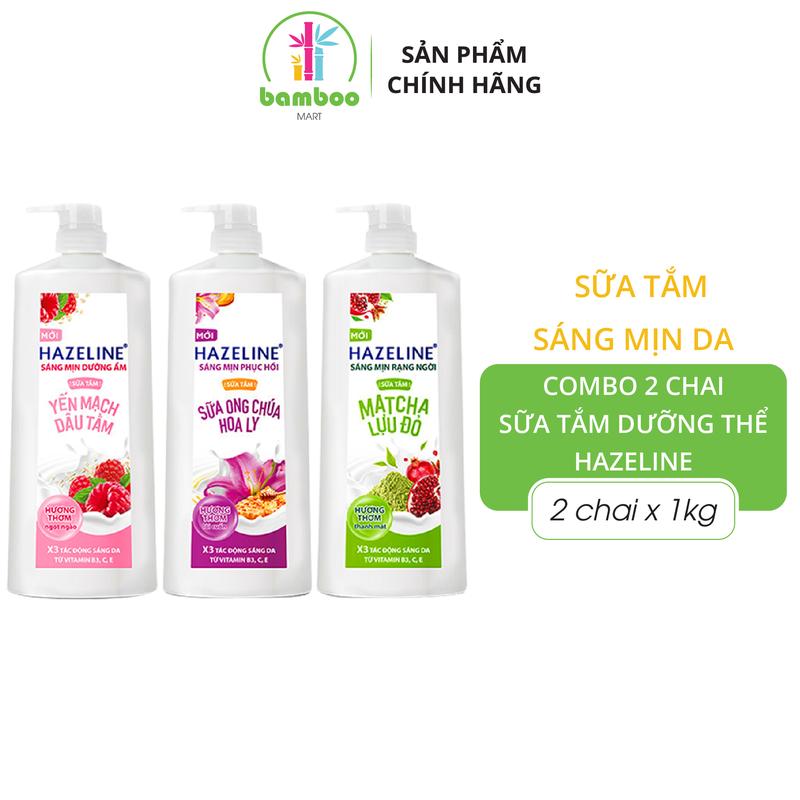 Combo 2 Chai Sữa Tắm Dưỡng Cho Nữ Thể Thiên Nhiên Trắng Sáng Hazeline - 2 chai x 1kg