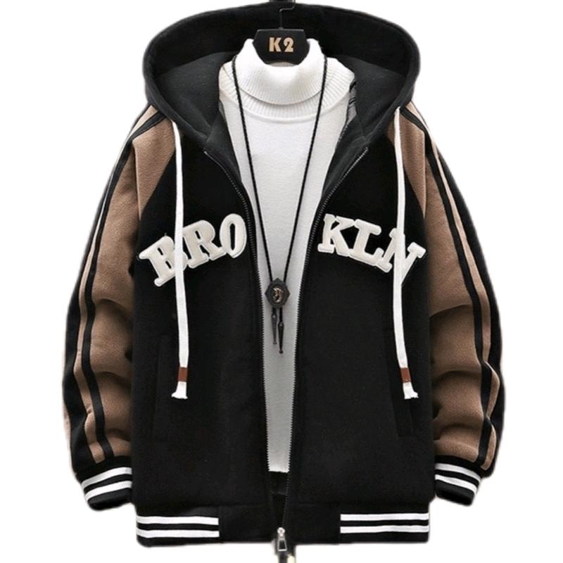 Áo khoác nỉ hoodies dây kéo - áo khoác thu đông phối màu sọc tay 3 màu Basic Nam Menswear Jacket Dài Tay Tay Dài Xám