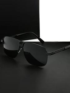 Lentes de sol cuadrados de aviador para hombre, lentes de sol con diseño de barra superior modernos y casuales para uso diario, accesorios de moda para actividades al aire libre, lentes para mujeres con rostro redondo,gafas de sol