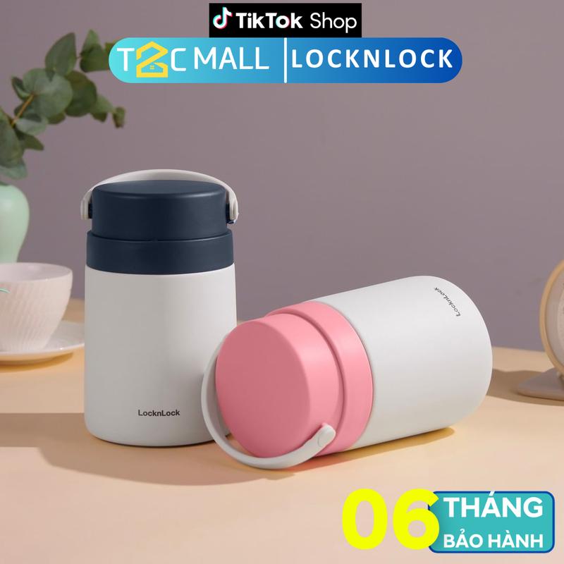 Bộ Hộp Cơm Giữ Nhiệt LocknLock 700ml 2 Ngăn thép không gỉ 304 Xinh Xắn Kèm Muỗng Inox, Đựng Cơm, Canh, Súp Hoặc Dùng Ủ Cháo Cho Bé, Nhỏ Gọn, Tiện Lợi, Dễ Dàng Mang Theo LHC8042 Hàng Chính Hãng T2Cmall Kem