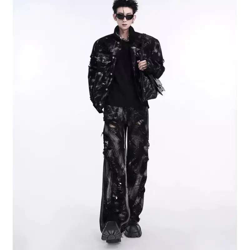Bộ Đồ Denim Chở Hàng Phong Cách Trung Quốc Mới, Dễ Phối Đồ Và Đẹp Trai, Trọn Bộ, Phổ Biến Vào Mùa Xuân Và Mùa Thu, Áo Khoác Đường Phố Cao Cấp Quần Jean, Dành Cho Nam Giới, Tỷ Lệ Mua Lại 44% Menswear Pants Baggy Có Túi 0