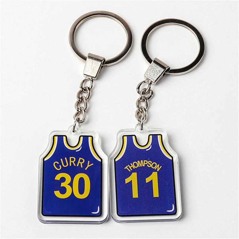 Printed On Both Sides Jersey Shape Keychain Charms Sports Key Rings Basketball Fan Trinket Souvenir Accessories Gifts 3
