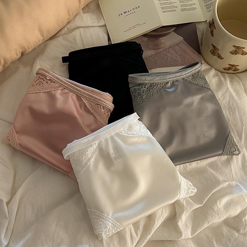 Product Introduction of Pure semi transparent lace border bow underwear for women, high elasticity, comfortable and sexy pure cotton crotch women's triangle pants 1