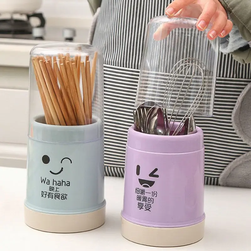 Hộp Đựng Đũa Và Thìa, Dung Tích Lớn, Có Nắp, Đứng, Làm Bằng Nhựa, Hộp Đựng Đồ, Giá Phơi Thoát Nước, Phụ Kiện Nhà Bếp 1