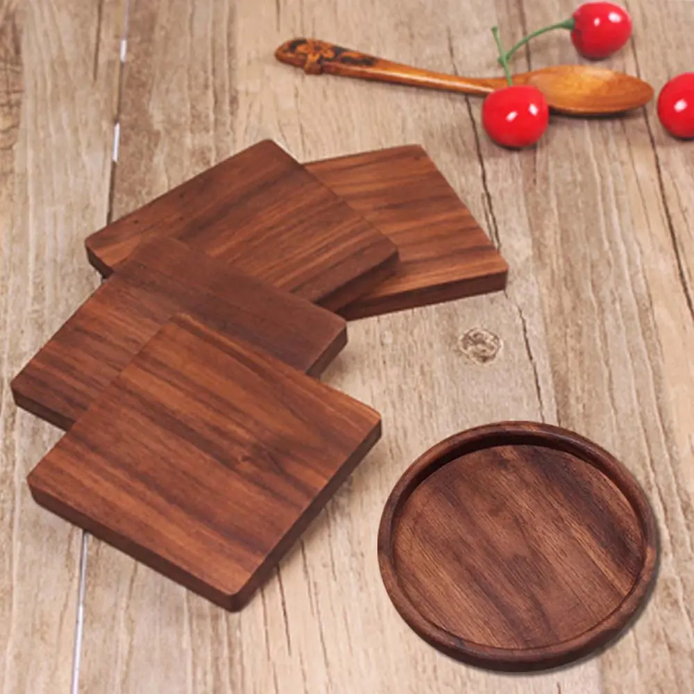 Round Heat Resistant Home Decor Coffee Tea Wooden Coasters Bowl mat Dish Pad Placemats Cup Pad