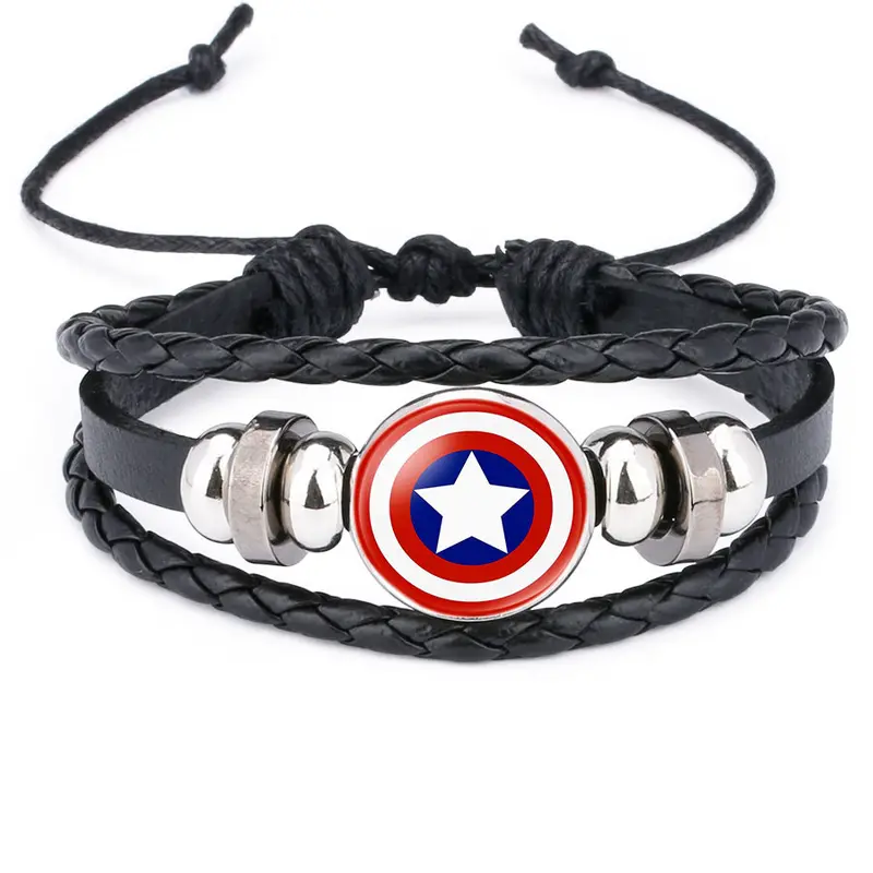 Huy Hiệu Siêu Anh Hùng Marvel, Captain America, Người Sắt, Người Nhện, Người Lung Linh, Vòng Tay Da Bò Đá Quý Hulk 0