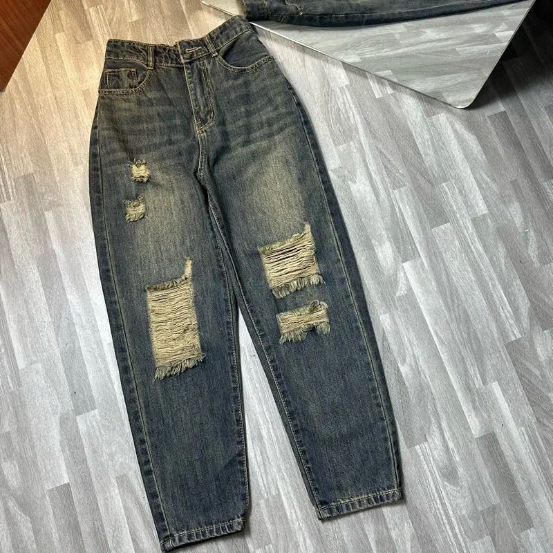 [2518] [Có Bigsize] Quần Jeans Baggy Lưng Chun Thêu Túi Số Hottrend- VYJEANS  Denim