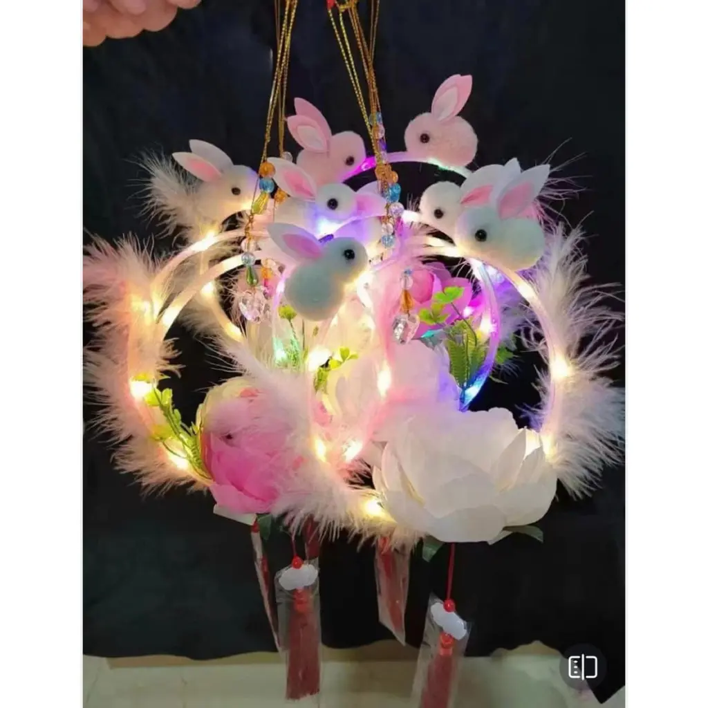 Đồ chơi trung thu - lồng đèn thỏ giỏ tre / thú giỏ nhựa giả tre hot trend mẫu mới Toy
