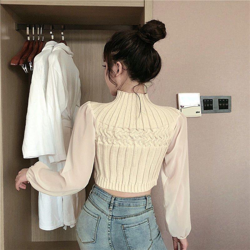 Áo len dáng ngắn croptop MIHAE, áo kiểu nữ hàng Quảng Châu cao cấp 3