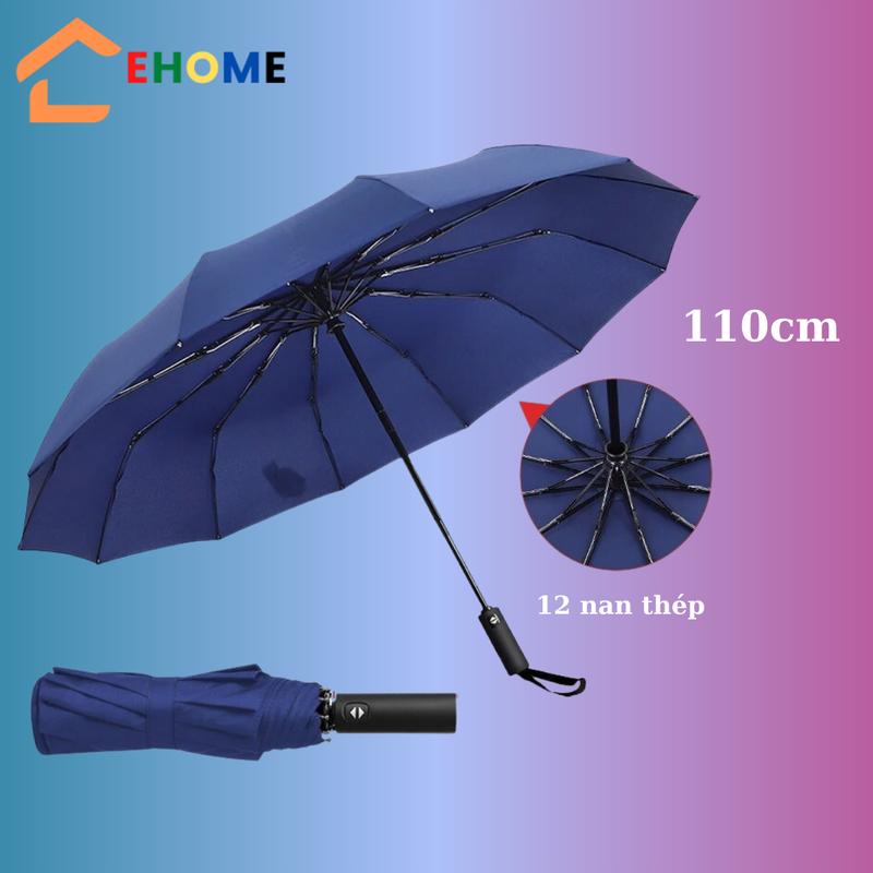12 nan thép Ô dù che mưa năng loại to ô gấp gọn tự động 2 lớp chống thấm và UV kích thước 110cm chống gió