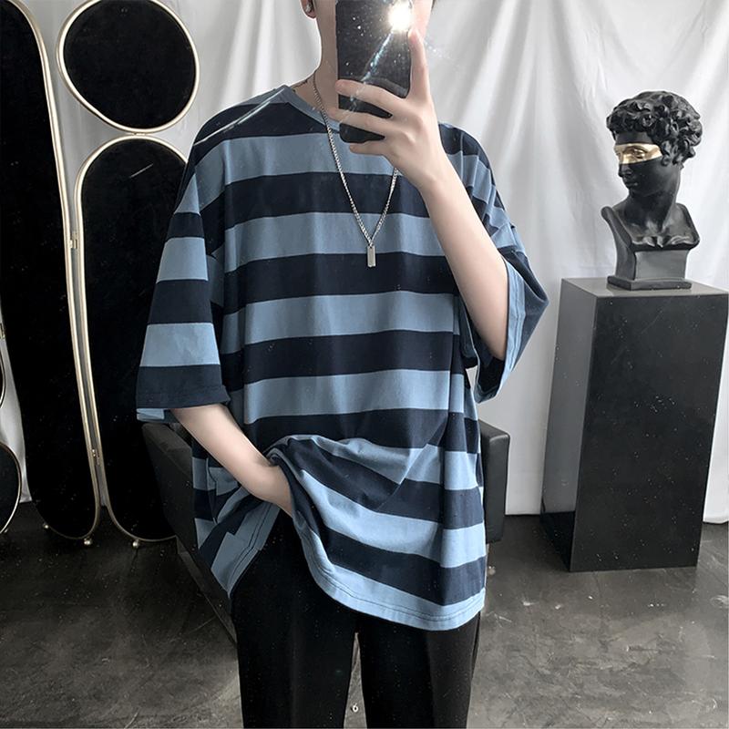 Product Introduction of Vintage striped T-shirt men's clothing Korean-style comfortable fine cloth fashion unisex clothes 33
