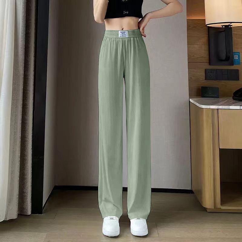 Quần Ống Rộng, Chất Liệu Lụa Lạnh Phong Cách Mùa Hè Mới Cho Nữ, Quần Ống Đứng Treo, Nhỏ Và Độc Đáo, Dễ Phối Đồ, Quần Thường Ngày 5