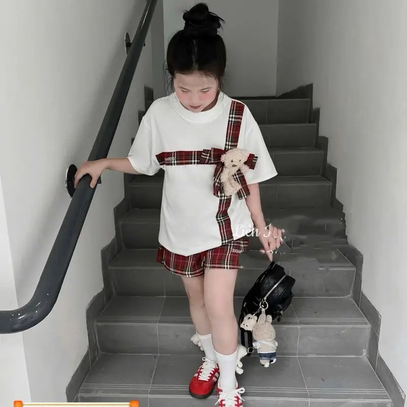 Sét kẻ hothit kèm gấu cho bé 40-55kh