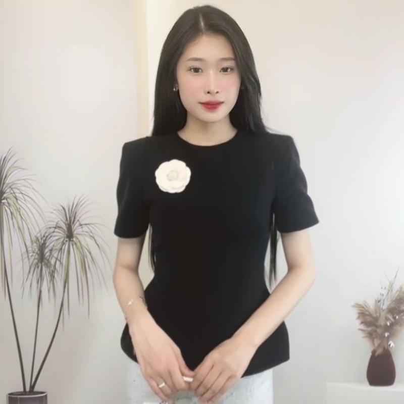 Áo peplum công sở HINSTORE áo dáng ôm chiết eo đệm vai form đứng dáng kèm hoa cài 301 2