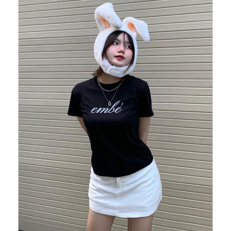 Áo Thun Baby Tee Nữ PINKSTORE29 Cổ Tròn Kiểu In Chữ Em Bé Đơn Giản A5818