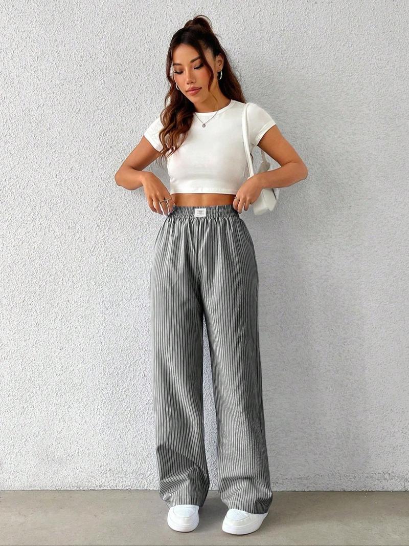 Product Introduction of Women's Striped Print Pants, Casual Comfy Trousers for Daily Wear, Ladies Bottoms for All Seasons 8