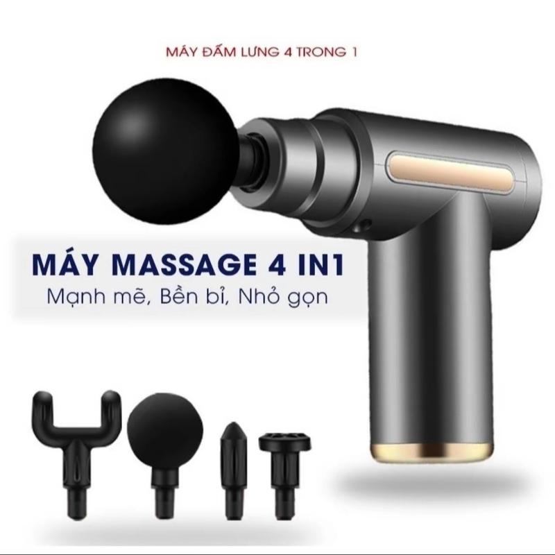 ( Hàng Loại 1 ) PIN 1200  Máy Massage cầm tay tiện lợi nhỏ gọn , 4 đầu massage , 6 chế độ rung , sạc cổng TypeC tiện lợi , màu ngẫu nhiên mat x amini
