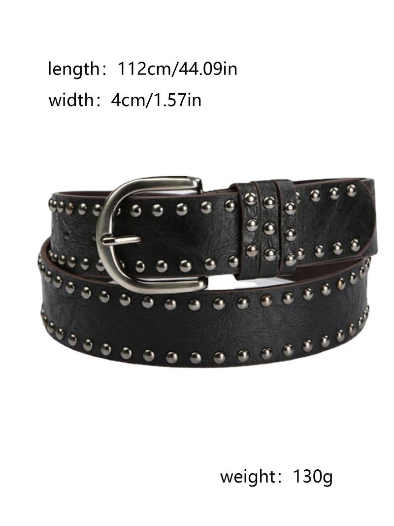 Product Introduction of Punk Style Studded Decor Belt, Fashionable Matching Belt for Women & Girls, Trendy All-match & Exquisite Clothes Accessories for Daily & Party Decoration 1