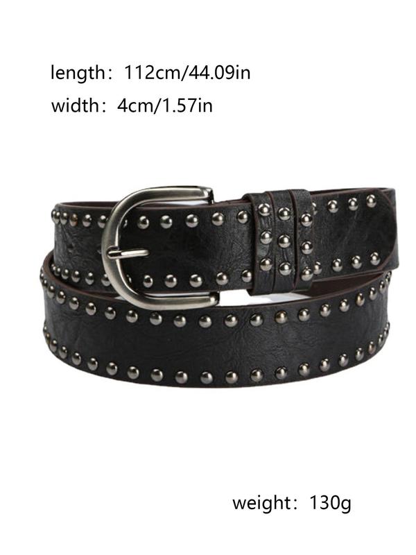 Punk Style Studded Decor Belt, Fashionable Matching Belt for Women & Girls, Trendy All-match & Exquisite Clothes Accessories for Daily & Party Decoration 1