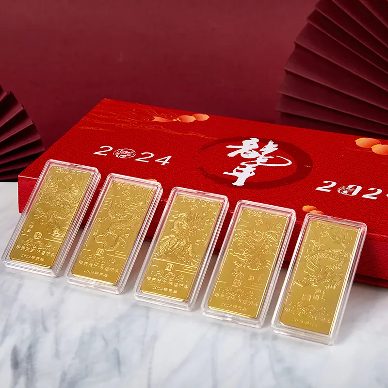 2024 Year of the Dragon Zodiac  Bar Traditional Chinese  Ignot Brick Business Collection Decoration Jewelry