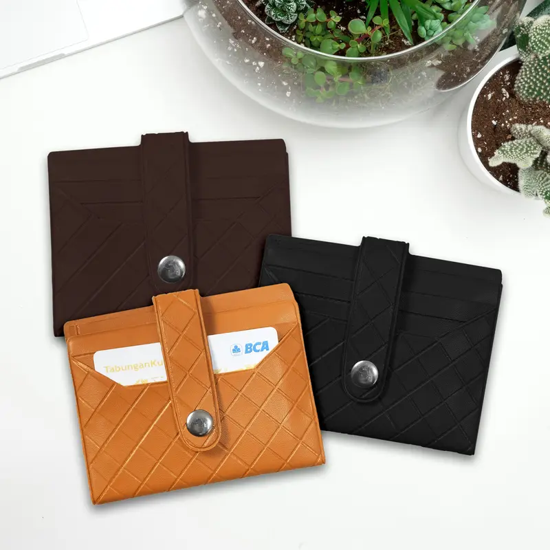 038 DOMPET MINI KARTU MODEL GARIS-GARIS / DOMPET UANG DAN KARTU MINI / DOMPET MINI KANCING DETAIL GARIS" 1
