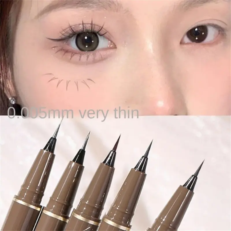 Bút Kẻ Mắt Siêu Mịn 0.005Mm, 4 Màu, Không Thấm Nước, Nằm, Tằm, Bút Kẻ Mắt Màu Nâu Và Đen, Mịn Và Lâu Trôi, Nhanh Khô, Mắt To, Dụng Cụ Trang Điểm Hữu Ích 5