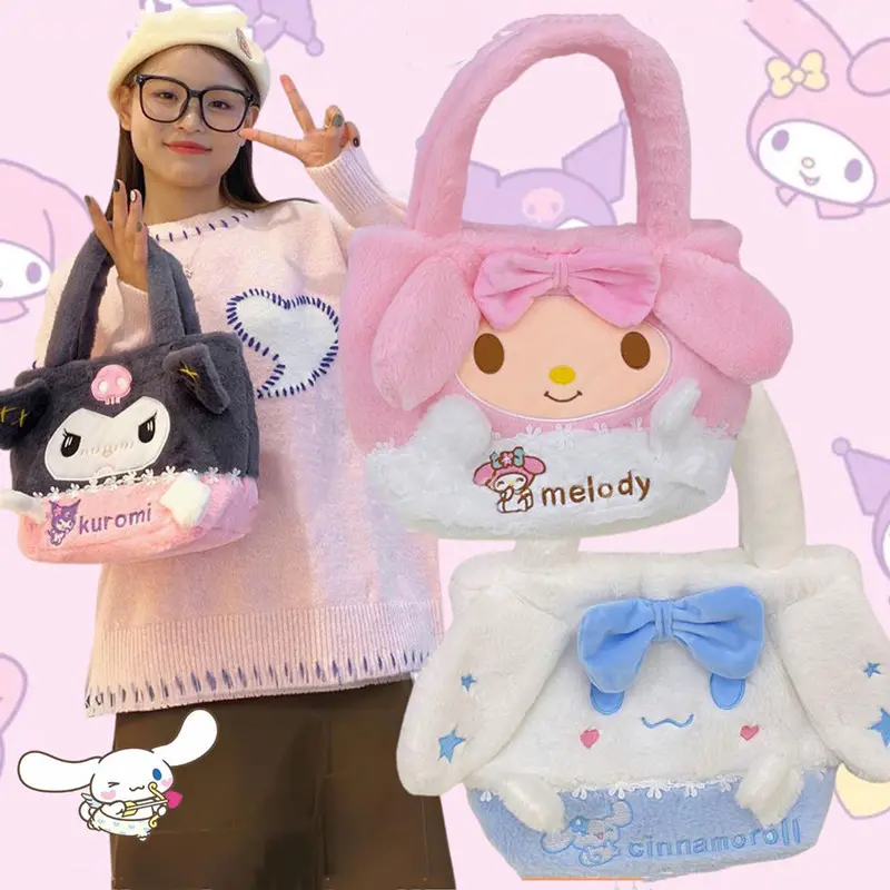 Túi Nhồi Bông Sanrio, Có Cinnamoroll, Melody, Kuromi, Dành Cho Nữ, Túi Tote Túi Xách, Túi Đeo Vai, Thời Trang, túi Messenger Nữ, Thích Hợp Làm Quà Tặng Bé Gái Bag Da 0