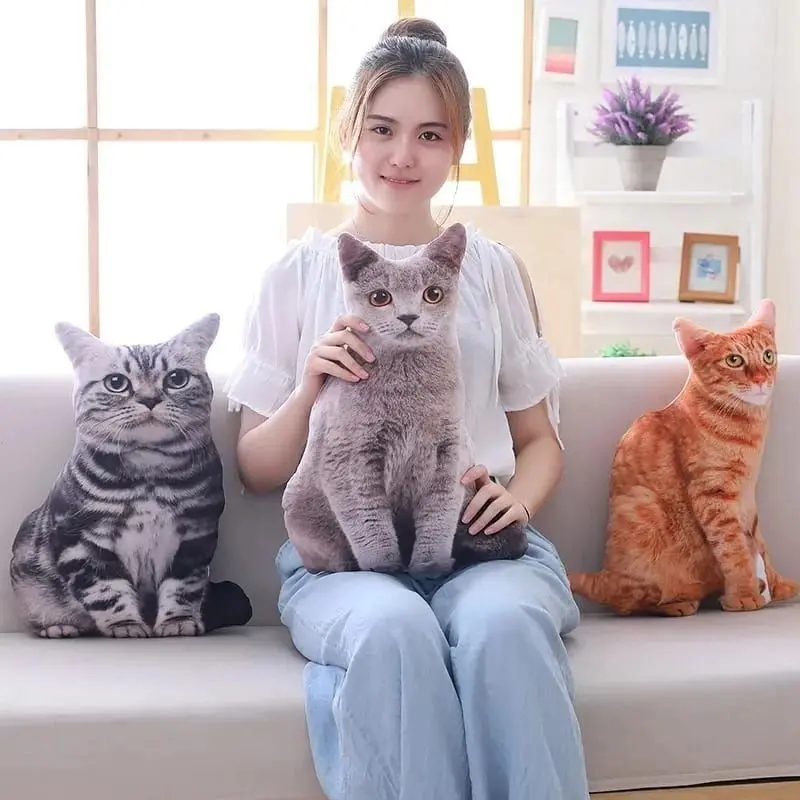 Bantal Kucing 3D Mewah Lucu Halus Dan Empuk Hadiah Ulang Tahun 0