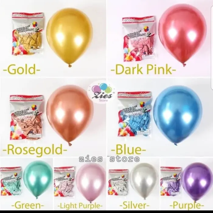 balon latex metalik chrome / balloon chrome 12inch per pack isi 50
