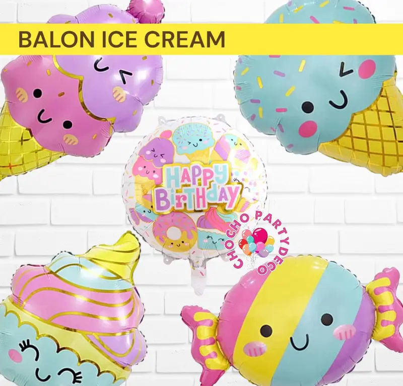 Balon Foil ICE CREAM / PERMEN PASTEL / CANDY / ES KRIM / POPCORN 0