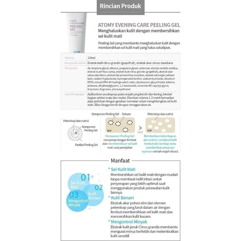 READY ATOMY Evening Care Peeling Gel 120ml original | peeling wajah | menghaluskan kulit dan mengangkat sel kulit mati 2