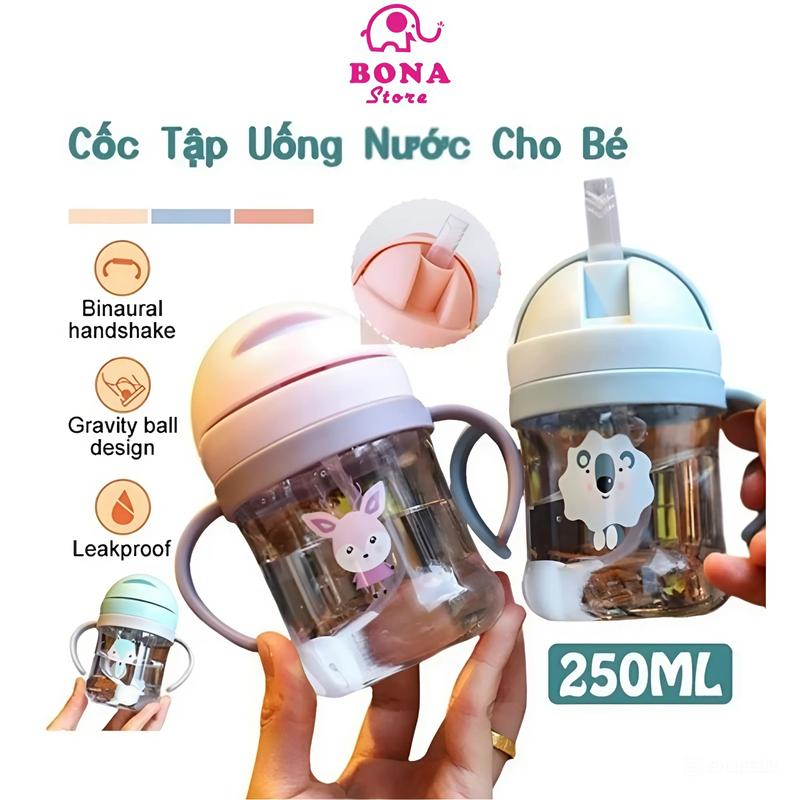 Bình tập uống nước Kèm Van Chống Sặc BONA cho bé trai và bé gái Tập Uống