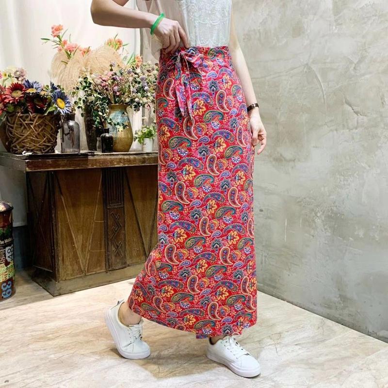 Product Introduction of Váy Một Mảnh Phong Cách Dân Tộc Bohemian, Hoa Thái Hòa, Phong Cách Dai, Dài Trung Bình Váy Buộc Dây Dành Cho Phụ Nữ, Thích Hợp Cho Mùa Hè Dress Women Khuy Cổ Tròn Khuy Cổ Tròn Voan 2