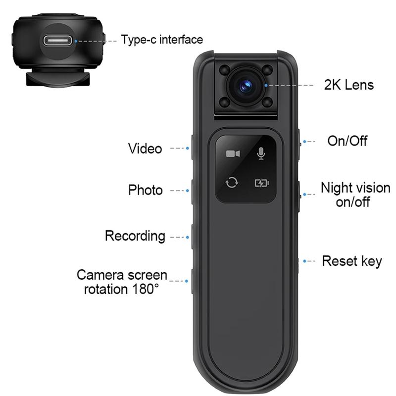 Product Introduction of 2K Ultra HD Sport Camera Wearable Portable Body Camera Infrared Night Vision Home Security Video Recorder 128G Memory Card Outdoor Camera Dash Cam Car Motorcycle 15