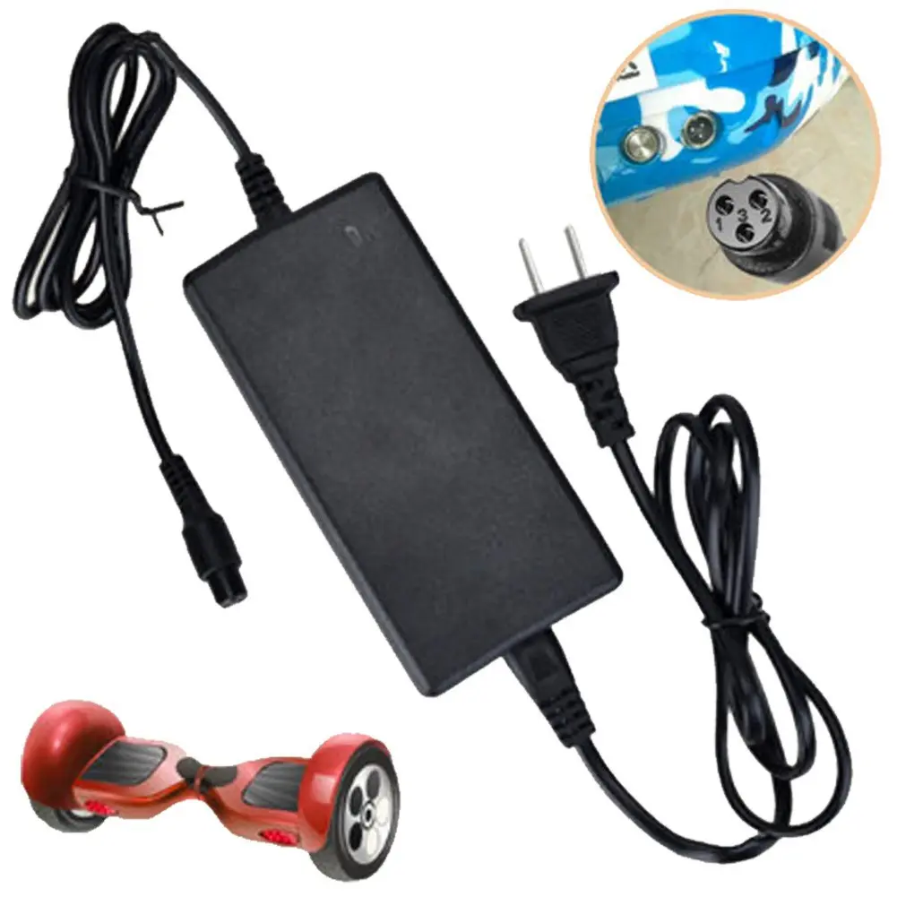 Bộ sạc 42v-2A, sạc xe điện cân bằng 2 bánh 36v, Xe drift, giắc tròn 3 chấu, đèn báo đầy.