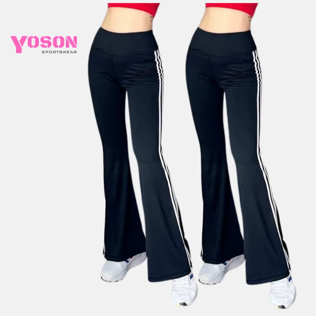 YOSON - Quần Dài Thể Thao Nữ Ống Loe 3 Sọc Quần Tập Gym Yoga Aerobic Thun Lạnh Cao Cấp Sport Tập Yoga Đi Chơi Noel Tết Giáng Sinh