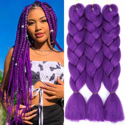 Small Purple Knotless Braids TikTok Shop - Main Image