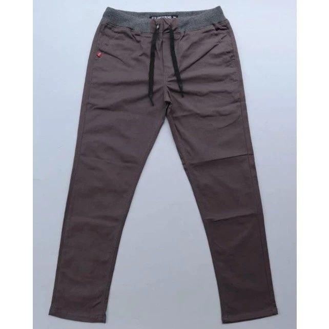 Diazoutfit - Celana Panjang Pria Pinggang Rip Kerja kantor Santai Liburan Cowok Gentleman Boy Skinnyhtytth Kain Katun Chino Melar Stretch Abu Hitam Cream 4