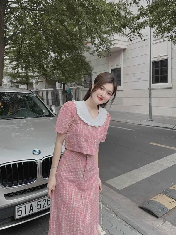 SET VÁY TIỂU THƯ ĐŨI CARO TAY BỒNG DÁNG DÀI 1