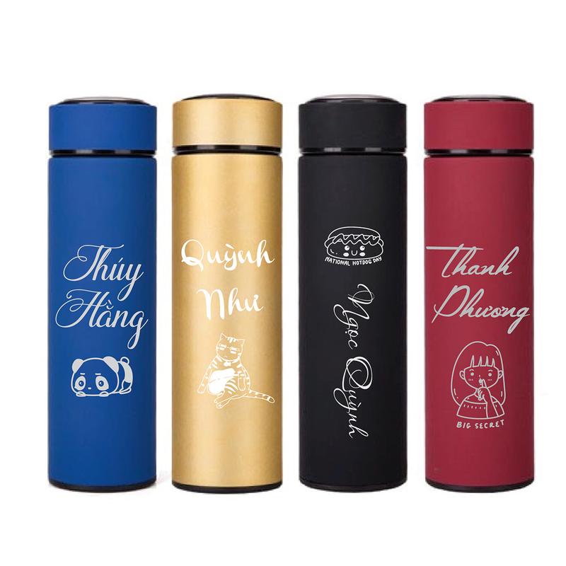 Bình giữ nhiệt khắc logo, tên, câu chúc theo yêu cầu - bình giữ nhiệt được làm từ inox 304, dung tích 500ml, giữ nhiệt 8h-12h, bảo hành 3 tháng có tặng kèm stiker bình nước giữ nhiệt  tyeso