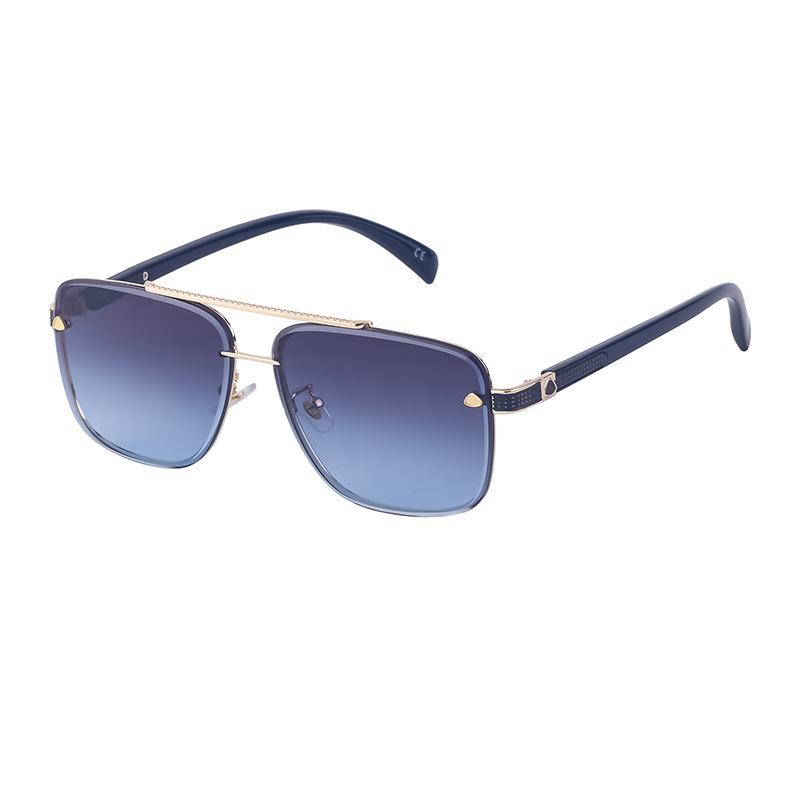 Men's Glasses 2023 New Retro Metal Double Beam Sunglasses Square Frame Trimming Driving Sunglasses 6