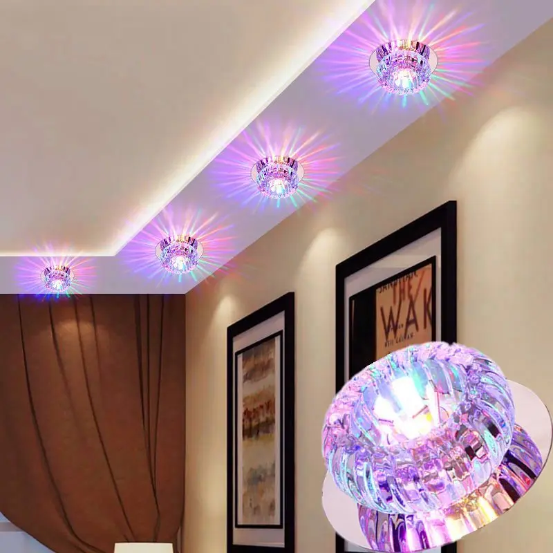 Đèn lỗ trần, Đèn LED, Đèn hành lang pha lê nhúng, Đèn Downlight Đổi Màu Gia dụng Đèn mắt bò đầy màu sắc, Thích hợp cho phòng Khách