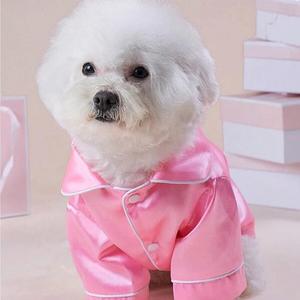 Ropa para mascotas, pijama de seda de dos patas con cierre de botones, ropa para perros y gatos pequeños, suministros de ropa para perros y gatos