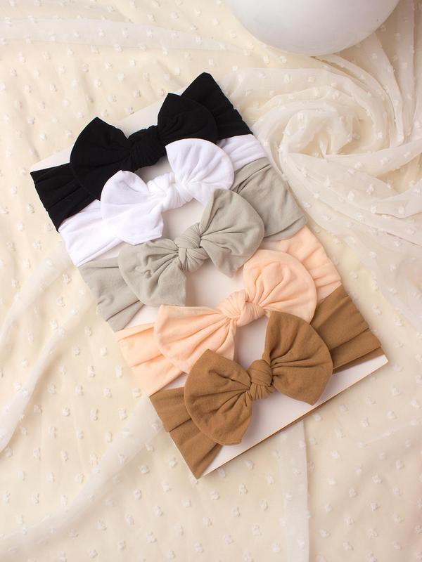 Baby's Solid Bow Decor Hair Band, Cute Plain Bowknot Design Hair Band, Newborn Infant Baby Hair Accessories 4