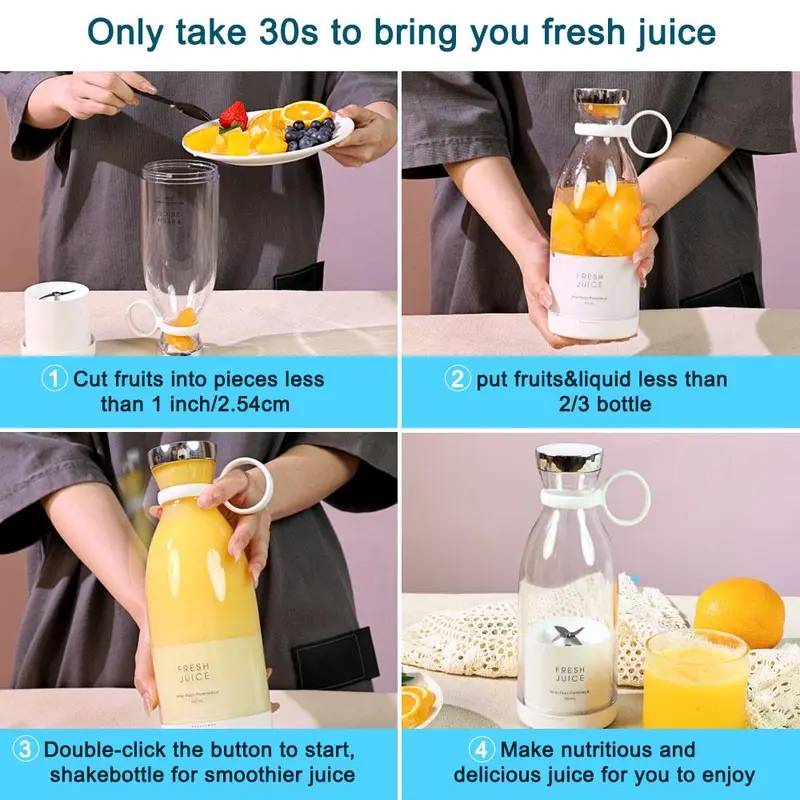 350ml Portable Electric Juicer, Multifunction Wireless Electric Juicer, Easy to Carry Juice Blender for Home, Office, and Travel 7